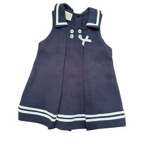 Paz sleeveless navy white baby dress (nautical) size 6 months EUC/worn once